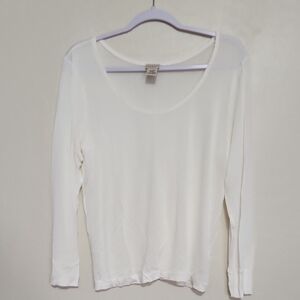 L.L. Bean Elegant Cream Sheer Long Sleeve Top